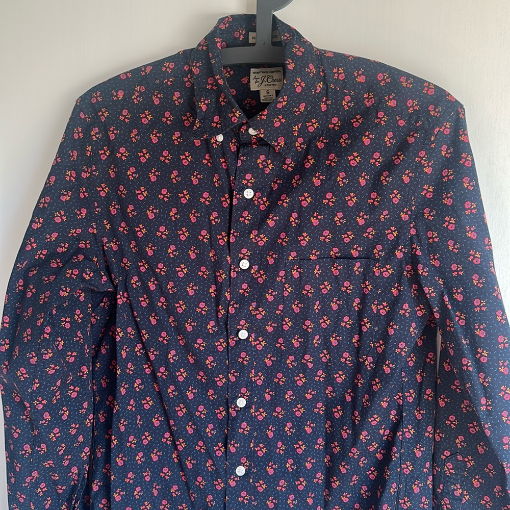 J.Crew Secret Wash Classic Shirt In Navy Floral Men's Size S Slim Short